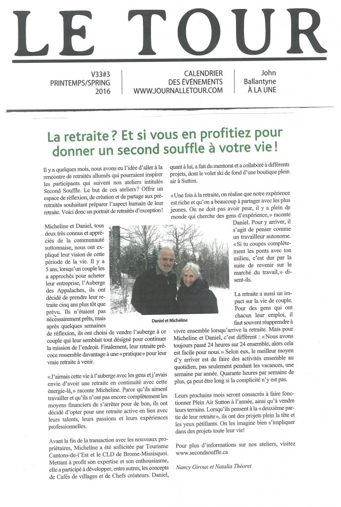 second souffle - article journal le tour printemps 2016